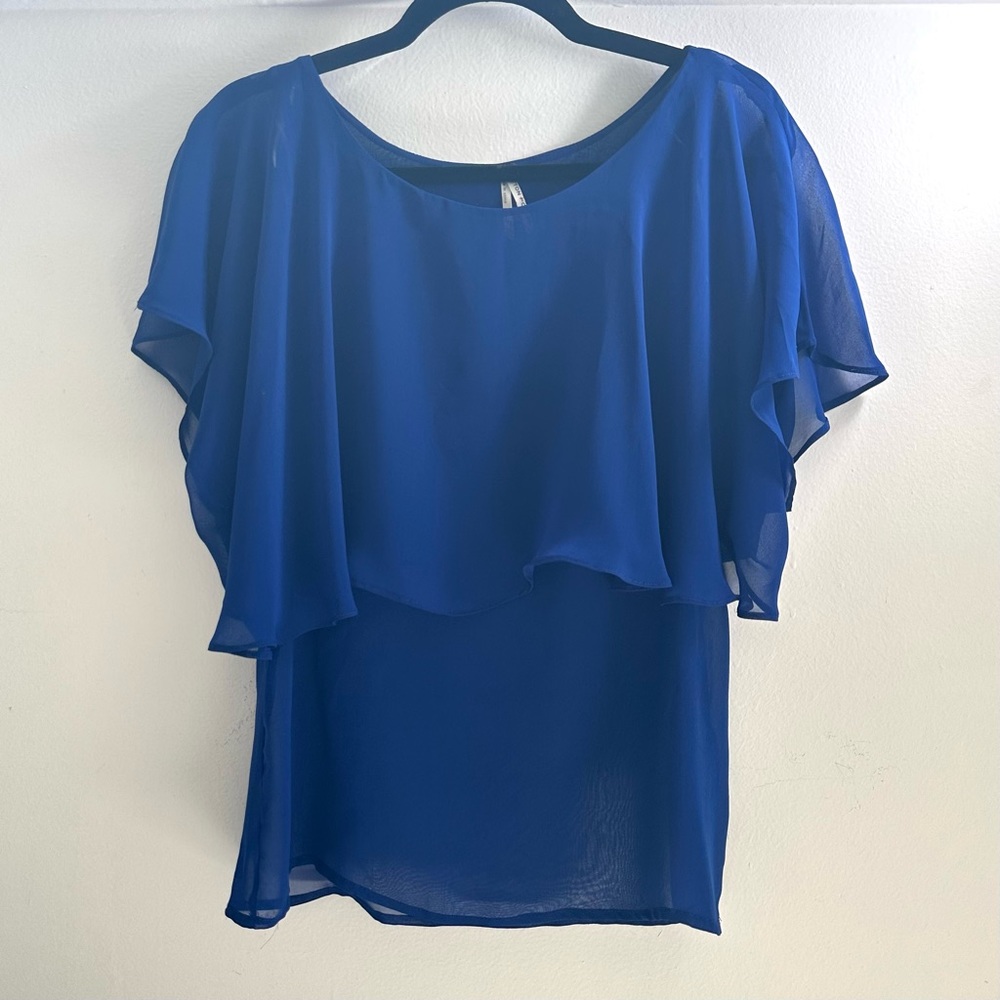 Cotton Candy LA Women’s Blouse CT-1074 in Bright Blue